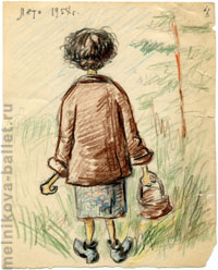 Приозерск (43), рисунок "Как я по грибы ходила", сентябрь 1958 г.